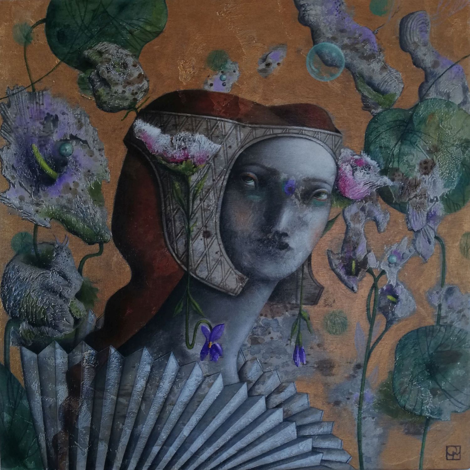 vierge en fleur viola cm 35 x 35